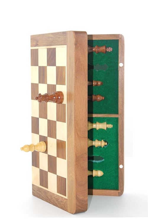 Mıknatıs Taşlı Ahşap Katlanabilir Kutulu Satranç Oyunu 35 Cm