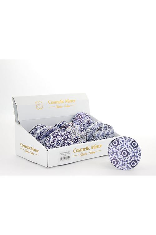 Taşlı Nazar Boncuklu Yuvarlak El Aynası İnce