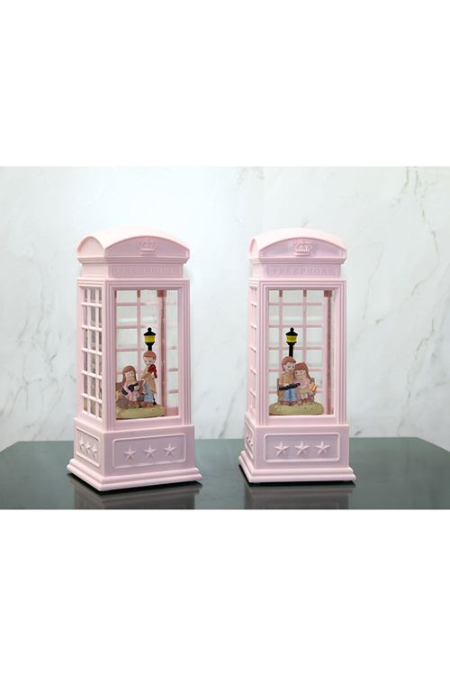 Telefon Kulübeli Kış Masalı Işıklı Müzikli Kar Küresi