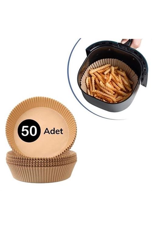 50 Adet Air Fryer Pişirme Kağıdı Tek Kullanımlık Hava Fritöz Yağ Geçirmez Yapışmaz Tabak Model