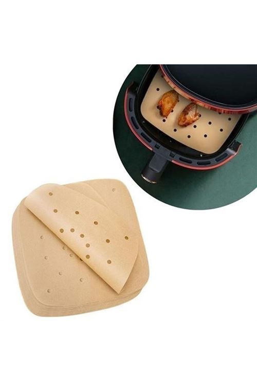 100 Adet Air Fryer Pişirme Kağıdı Tek Kullanımlık Hava Fritöz Yapışmaz Yağlı Kağıt Delikli  Model
