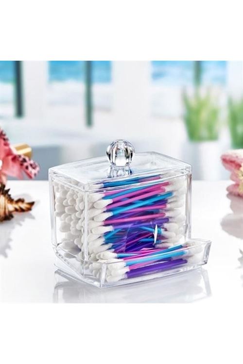 Tbl Dekor® Şeffaf Kapaklı Kulak Temizleme Çubuğu Organizatörü Saklama Kutusu