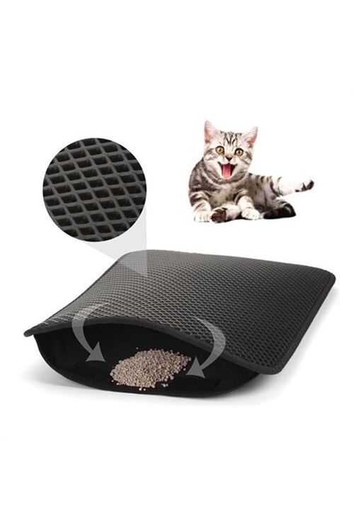 Tbl Dekor® Kedi Tuvalet Önü Kum Toplayıcı Temizleyici Elekli Gri Paspas