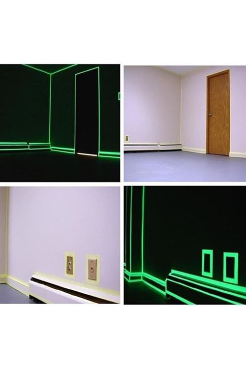 Tbl Dekor® Karanlıkta Işık Veren  Yansıyan 4 Metre Fosforlu Yeşil Şerit Bant