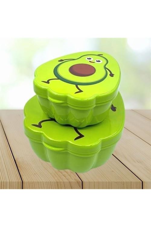 Tbl Dekor® 2'li İç İçe Geçebilen Avokado Model Saklama ve Beslenme Kabı Seti (550 ml + 250 ml)