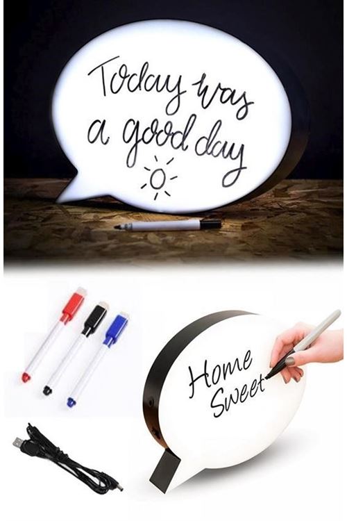 Tbl Dekor® Kalemle Yazılabilen Konuşma Balonu Görünümlü Işıklı Mesaj Panosu