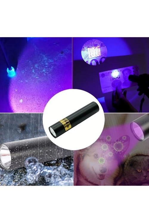 Tbl Dekor® Mini Cep Boy USB İle Şarj Olan Oje Kurutucu Sahte Para Kontol LED UV Mor Işık El Feneri
