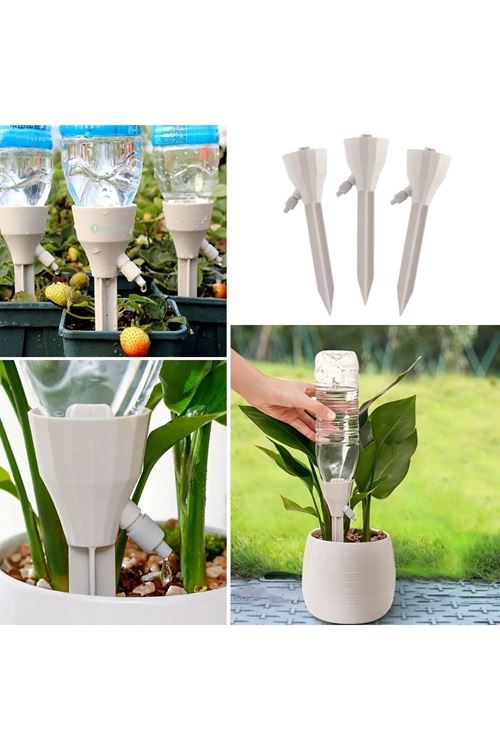 Tbl Dekor® Ayarlanabilir Akış Hızına Sahip Damlama Sulama Çivileri 3lü Otomatik Bitki Sulama Aparatı Tüm Pet Şişelere Uyumlu