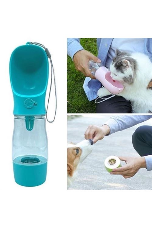 Tbl Dekor® Taşınabilir Mama Hazneli Evcil Hayvan Suluğu Seyahat Kabı Kilitlenebilen Su Sızdırmaz 380ML