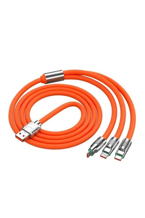 Tbl Dekor® 3 in 1 Type-C + Micro Usb + Lightning Hızlı Şarj Kablosu Silikon Kablo 1 Metre Opp Ambalaj