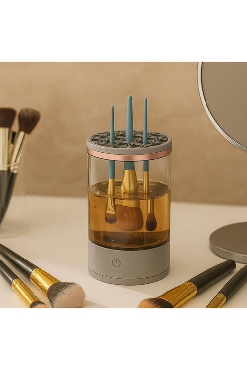 Tbl Dekor® USB Şarjlı Makyaj Fırçası Temizleyici Aparat Hızlı Kurutmalı, Çok Yönlü Fırça Temizleyici