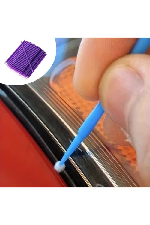 Tbl Dekor® 100’lü Mini Tek Kullanımlık Araba Rötüş Fırçası –İnce Uçlu Yumuşak Kıllı Boya Uygulayıcı, Otomotiv Detaylandırma