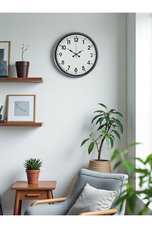 Zentime 36 Cm Gri Dekoratif Duvar Saati