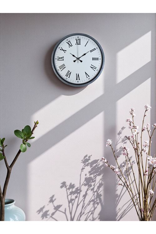 Zentime 36 Cm Gri Dekoratif Duvar Saati