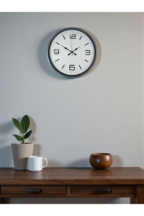 Zentime 36 Cm Gri Dekoratif Duvar Saati