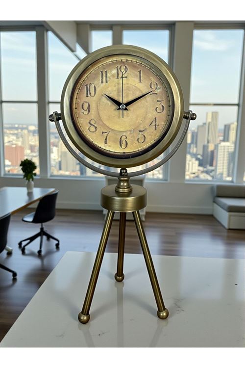 Zentime Eskitme Vintage Üç Ayaklı Masa Saati