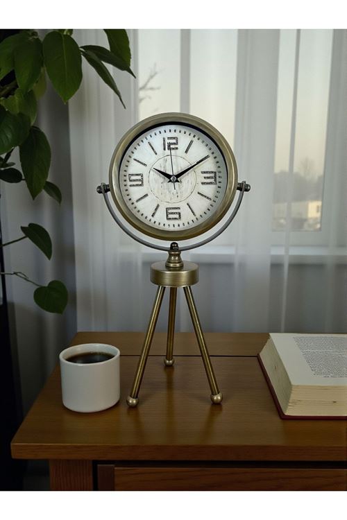 Zentime Eskitme Vintage Üç Ayaklı Masa Saati