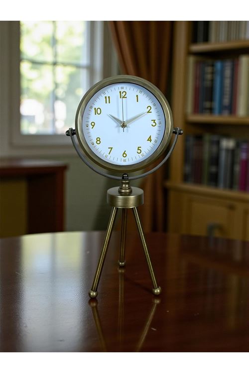 Zentime Eskitme Vintage Üç Ayaklı Masa Saati