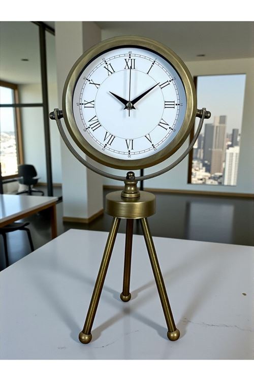 Zentime Eskitme Vintage Üç Ayaklı Masa Saati