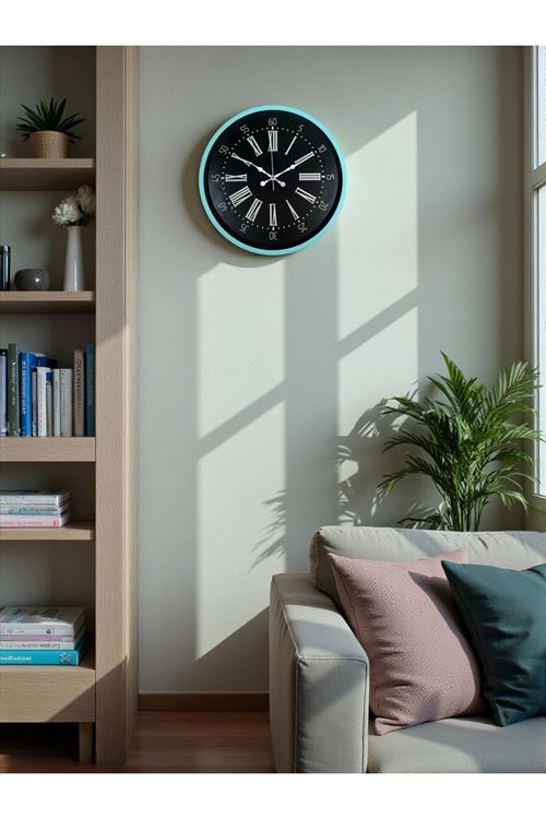 Zentime 36 Cm Turkuaz Dekoratif Duvar Saati