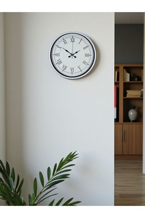 Zentime 36 Cm Beyaz Dekoratif Duvar Saati
