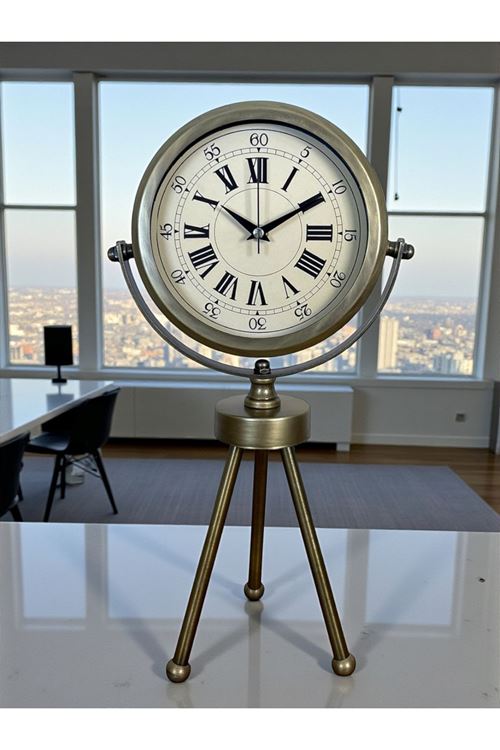 Zentime Eskitme Vintage Üç Ayaklı Masa Saati