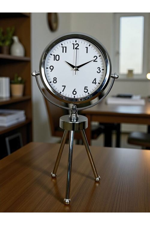 Zentime Krom Şık Üç Ayaklı Masa Saati