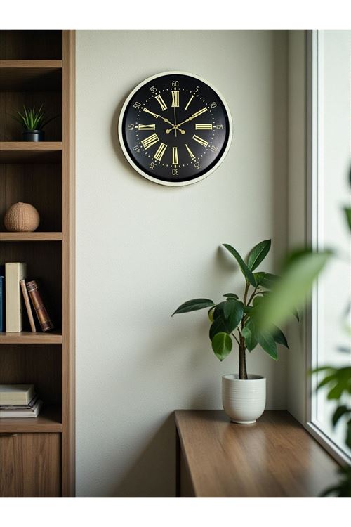 36 Cm Krem Dekoratif Duvar Saati