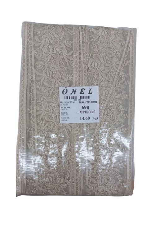 Dantel Polyester Sanal Tül Bant Cappucino 14,60 Metre En 6 cm ON-698-C