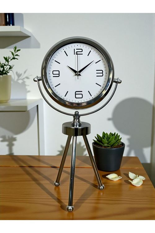 Zentime Krom Şık Üç Ayaklı Masa Saati