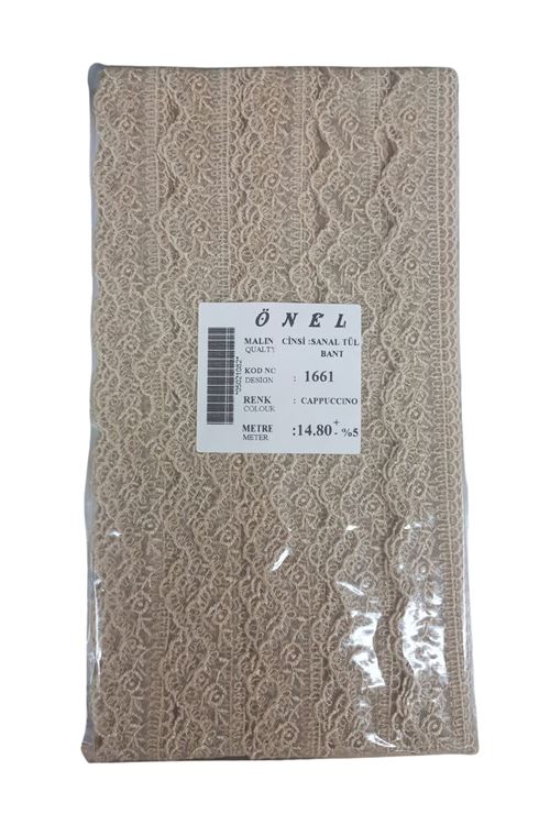 Dantel Polyester Sanal Tül Bant Cappucino 14,80 Metre En 6 cm ON-1661-C