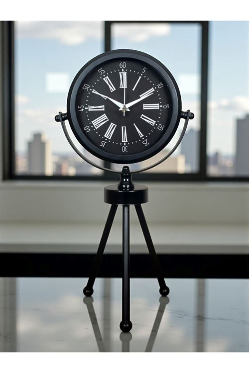 Zentime Siyah Zarif Üç Ayaklı Masa Saati