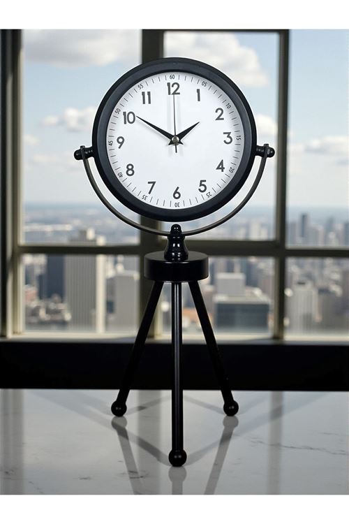 Zentime Siyah Zarif Üç Ayaklı Masa Saati