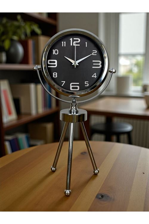 Zentime Krom Şık Üç Ayaklı Masa Saati