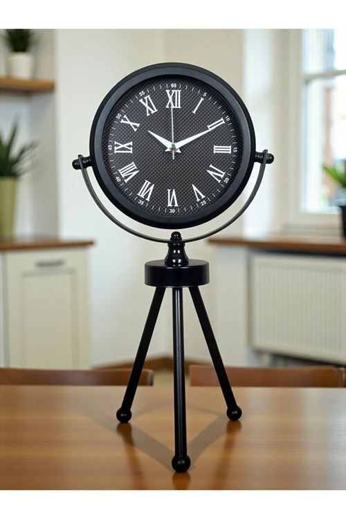Zentime Siyah Zarif Üç Ayaklı Masa Saati