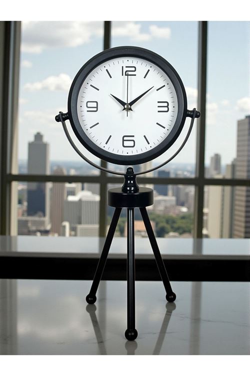 Zentime Siyah Zarif Üç Ayaklı Masa Saati