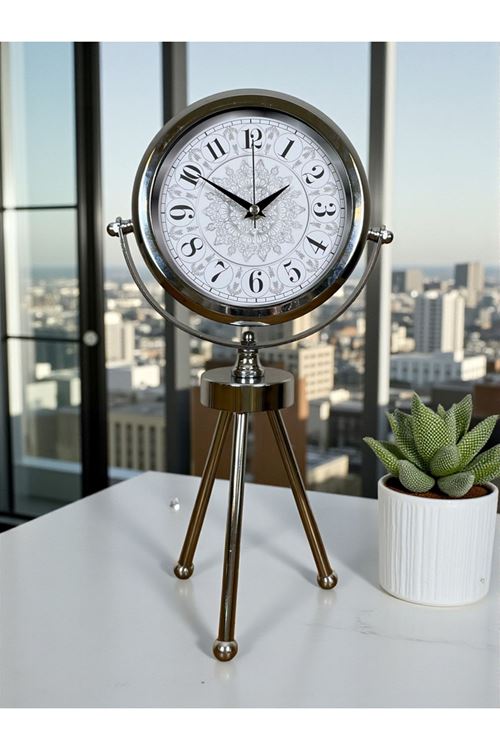 Zentime Krom Şık Üç Ayaklı Masa Saati