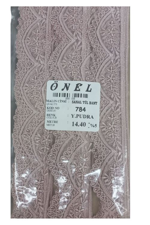Dantel Polyester Sanal Tül Bant Y.Pudra 14,40 Metre En 3 cm ON-784-PU