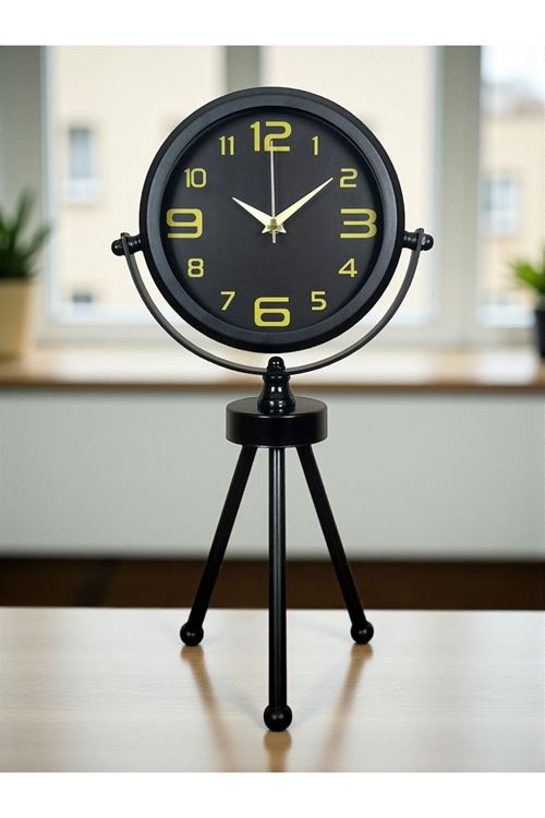 Zentime Siyah Zarif Üç Ayaklı Masa Saati