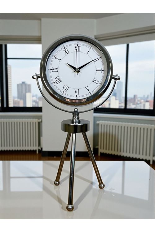 Zentime Krom Şık Üç Ayaklı Masa Saati