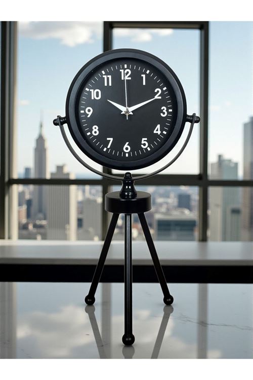 Zentime Siyah Zarif Üç Ayaklı Masa Saati