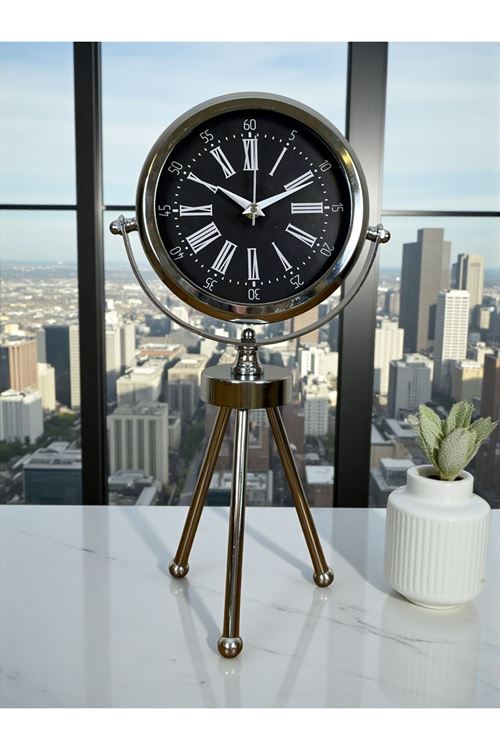 Zentime Krom Şık Üç Ayaklı Masa Saati