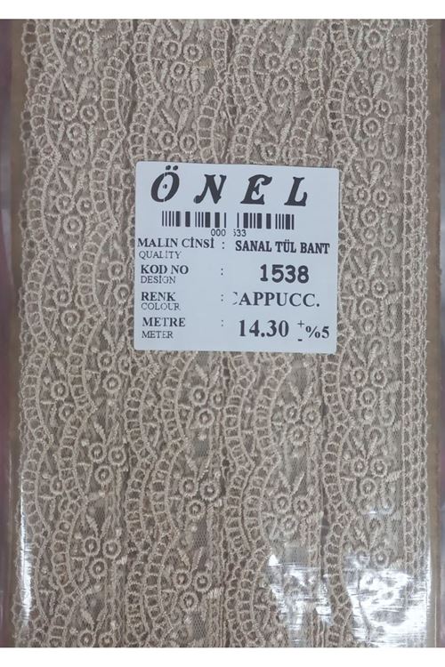 Dantel Polyester Sanal Tül Bant Cappucino 14,30 Metre En 6 cm ON-1538-C
