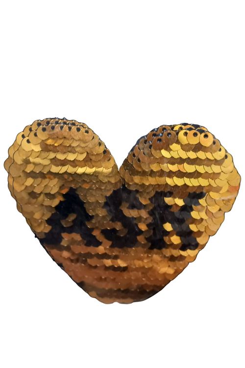 Aplike Ütü İle Yapışan Aşk Yazılı Pullu Sarı Arma 4x4 cm