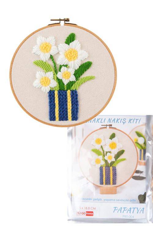 Nakış Kitleri Kasnaklı 13.5 X 18.8 cm Papatya