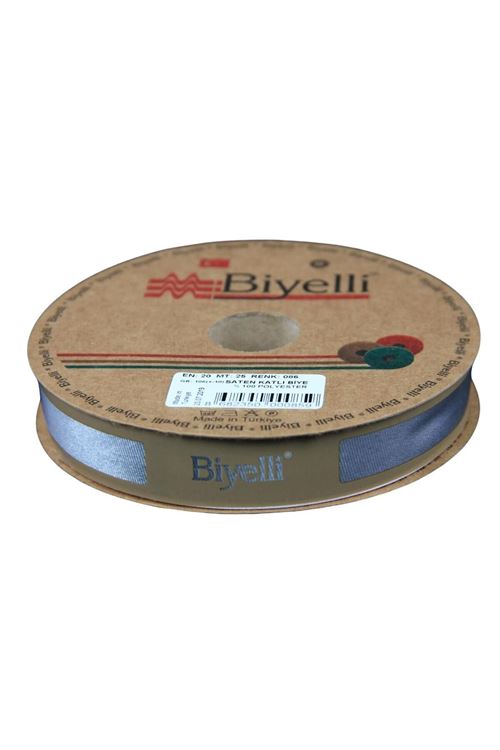 Biye Saten Katlı 086 Gri 2 cm 25 Metre %100 Polyester