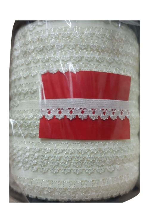 Çamaşır Lastiği Dantelli 1 cm 75 Metre 1 Top Kırık Beyaz