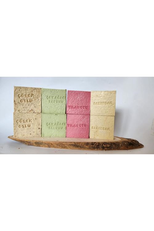 Doğal Üretim Sabunu Karışık (Çörekotu-Çay Ağacı-Yılan Otu-Sarımsak) 8'li Set