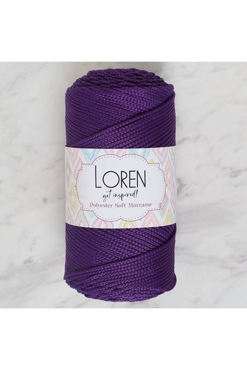 Loren Polyester Soft Macrame Koyu Mor El Örgü İpi - LM037 - 34442