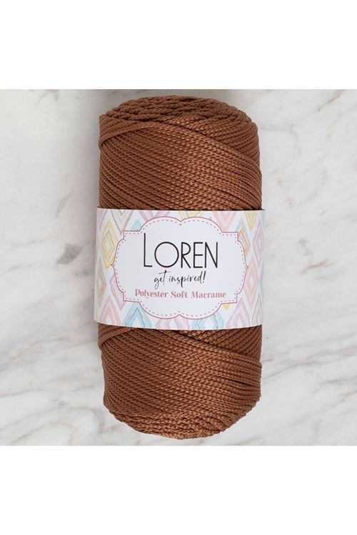 Loren Polyester Soft Macrame Kahverengi El Örgü İpi - LM033 - 34439